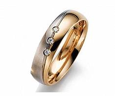 Обручальное кольцо из белого и красного золота с бриллиантами А-55-323Бр3
