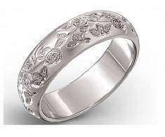 Кольцо из серебра классическое с цветочным орнаментом G-60-04-3-20-032