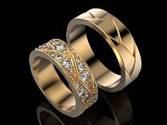Обручальные кольца плетёные с бриллиантами И-764390