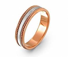 Обручальное кольцо с косичками красное и белое матовое золото 50-01-1-10-608Р