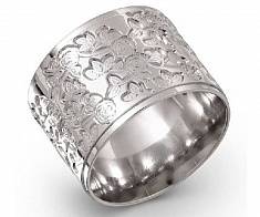 Кольцо из серебра плоское с флористическим узором G-150-04-4-18-032