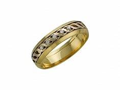 Обручальные кольца крутящиеся из комбинированного золота c бриллиантом 01О680134