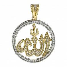 Подвески с мусульманской символикой из комбинированного золота c бриллиантом 01П682325