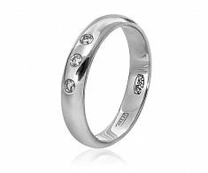 Обручальное кольцо из платины классическое с бриллиантами 40123615Бр3
