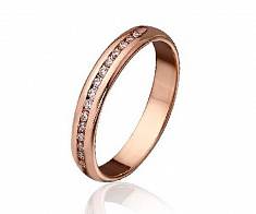 Классическое обручальное кольцо из красного золота с дорожкой 15 бриллиантов Д-30-01-2-12-072