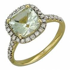 Кольцо из желтого золота c бриллиантом и аметистом 01К637529
