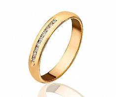 Классическое обручальное кольцо из желтого золота с дорожкой 9 бриллиантов Д-30-03-2-12-064
