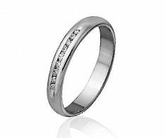 Классическое обручальное кольцо из белого золота с дорожкой 9 бриллиантов Д-30-02-2-12-064