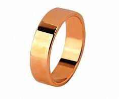 Кольцо обручальное плоское гладкое из красного золота ширина 6 мм 60-01-1-09-000