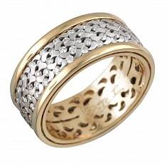 Обручальные кольца крутящиеся из комбинированного золота c бриллиантом 01О680170